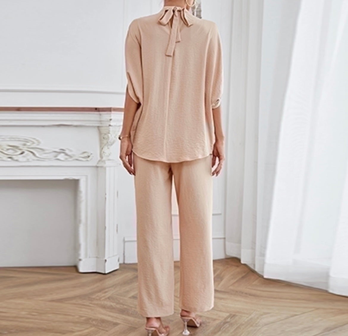 Two-Piece Top & Pant Coordinate Set - Apricot Tan
