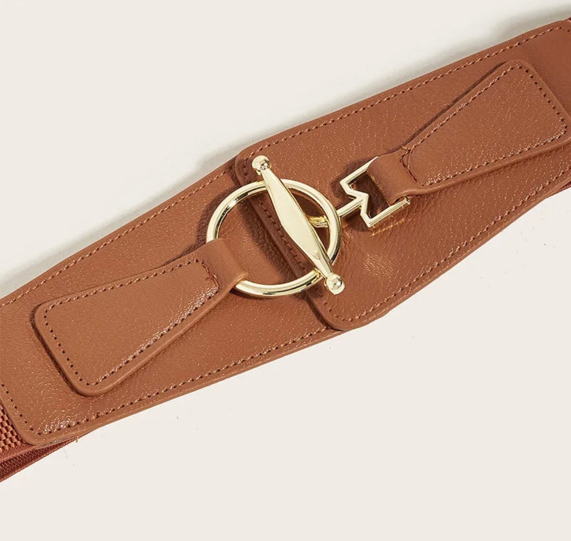 Wide Band Elastic Stretch Belt- Brown