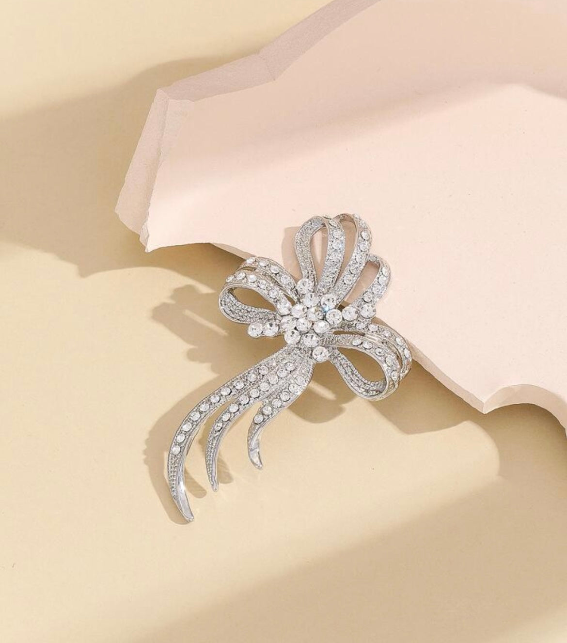 Rhinestone Ribbon Brooch