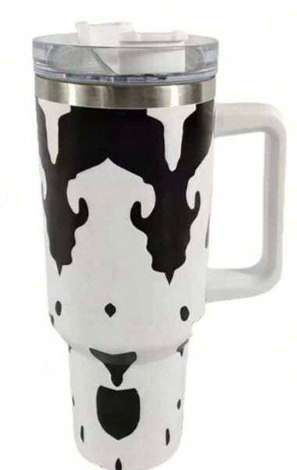 Cow Print Coffee Glass Can Cup, Cow print Tumbler, Coffee Glass