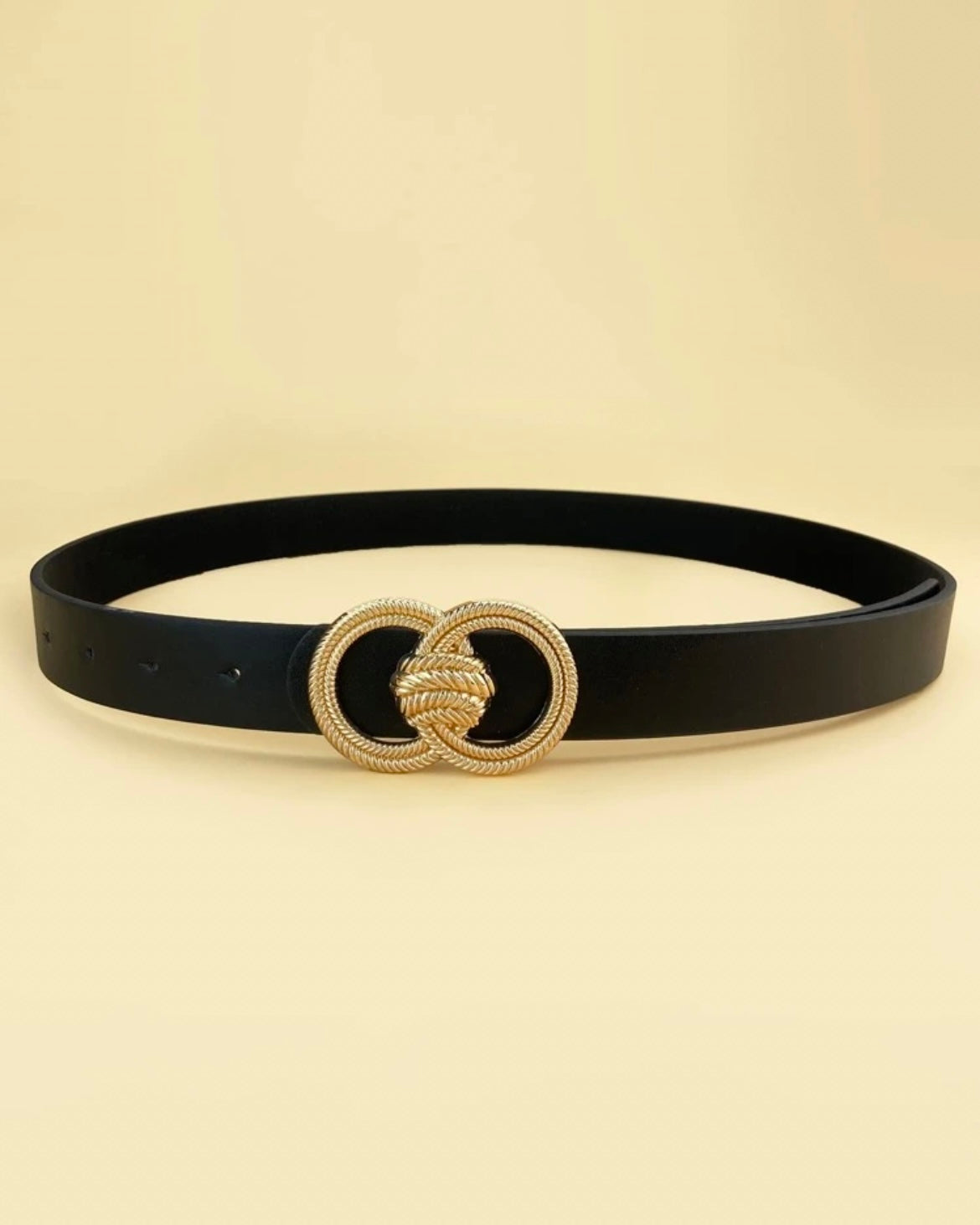Vintage Inspired Gold Buckle Belt - Black