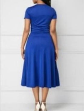 Wrap Midi Dress-Blue