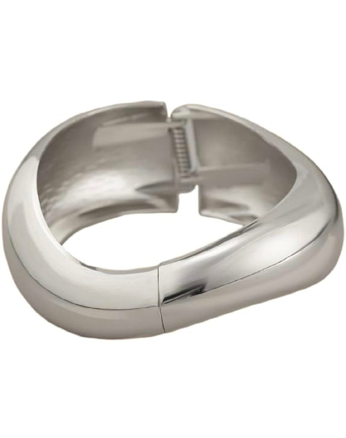 Silver-Tone Sculptural Wave Hinged Bangle Bracelet for Women