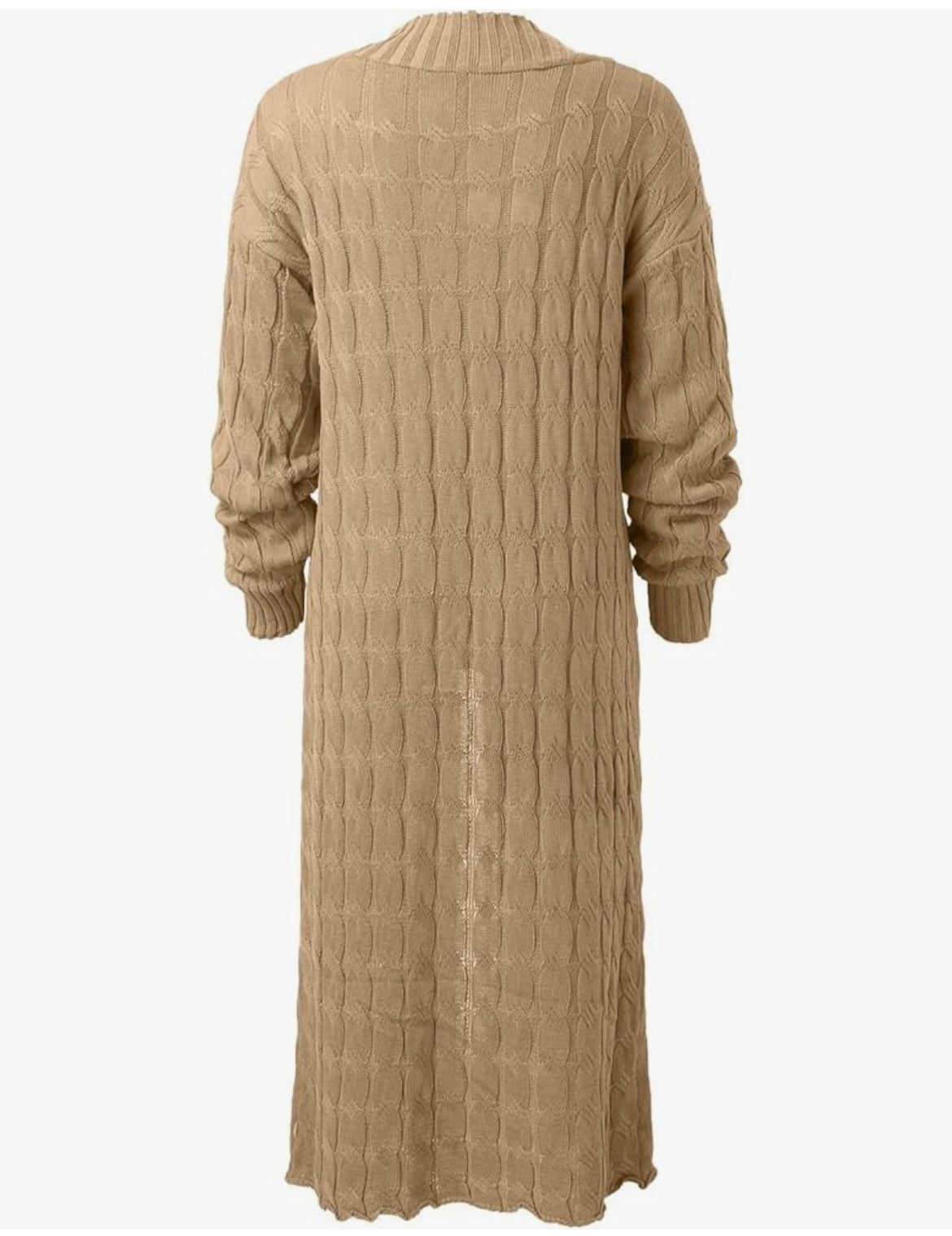 Cable Knit Duster Cardigan-Khaki