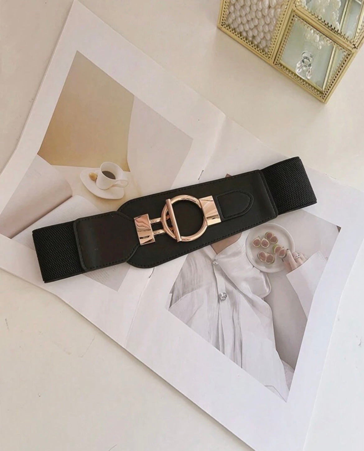 Wide Band Stretch Belt -Black