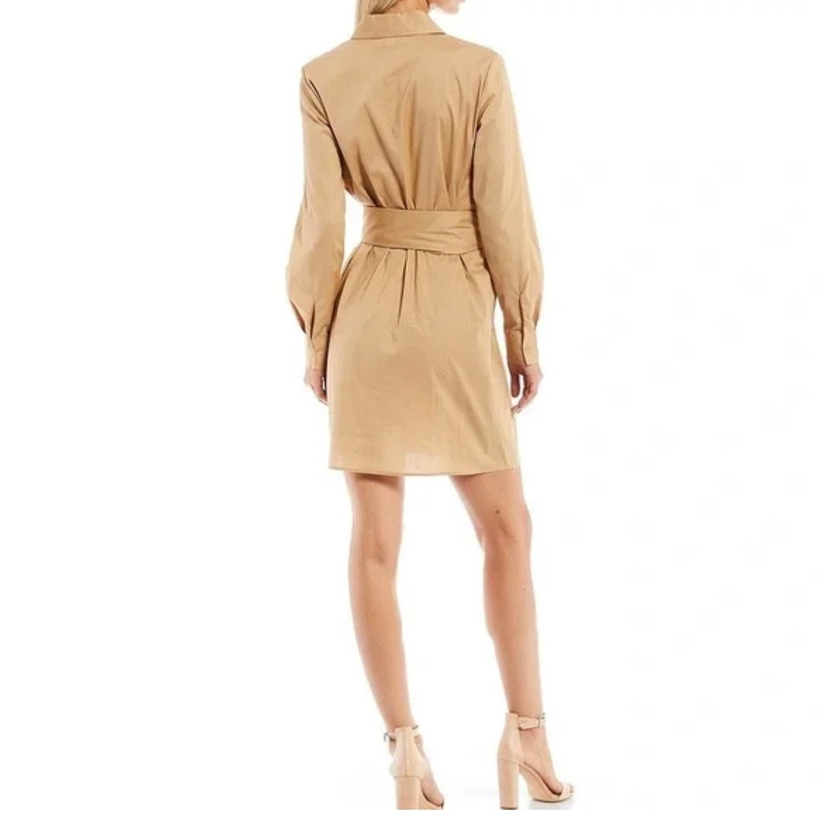 Front Button Shirt Dress- Khaki