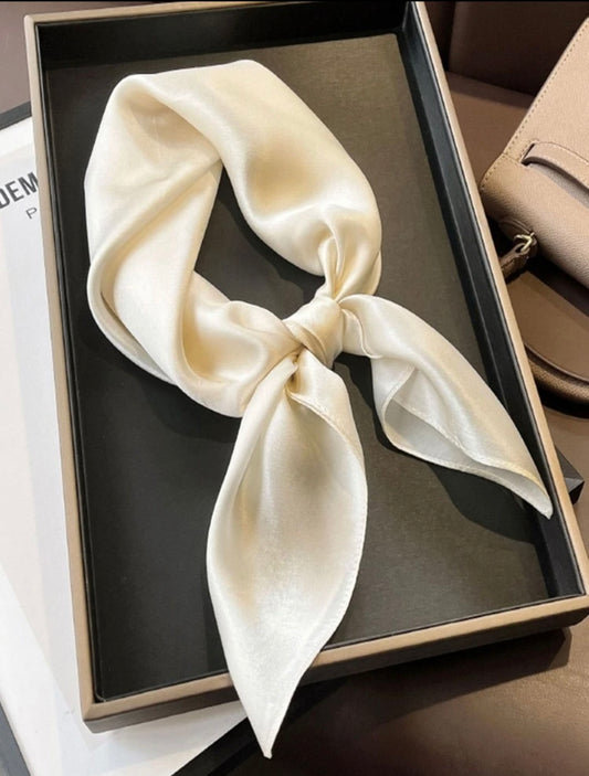 Satin Square Scarf - Ivory