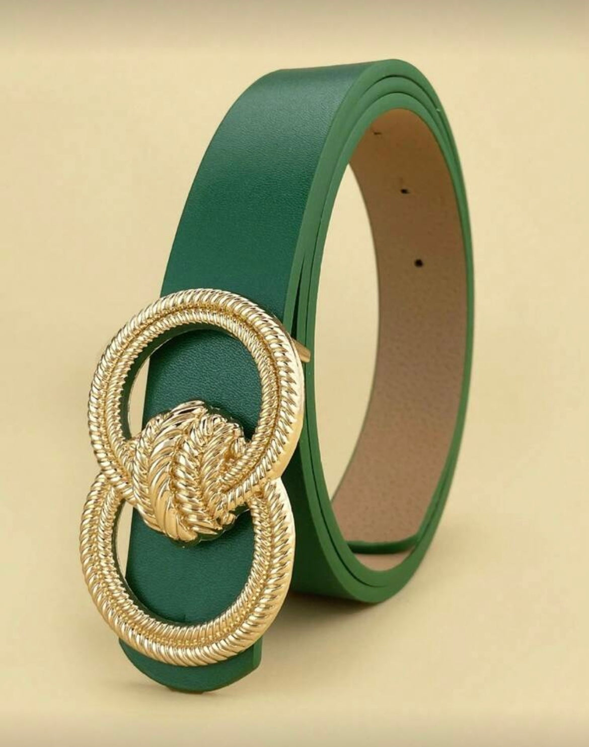 Emerald Green Belt with Gold Interlocking Circle Buckle