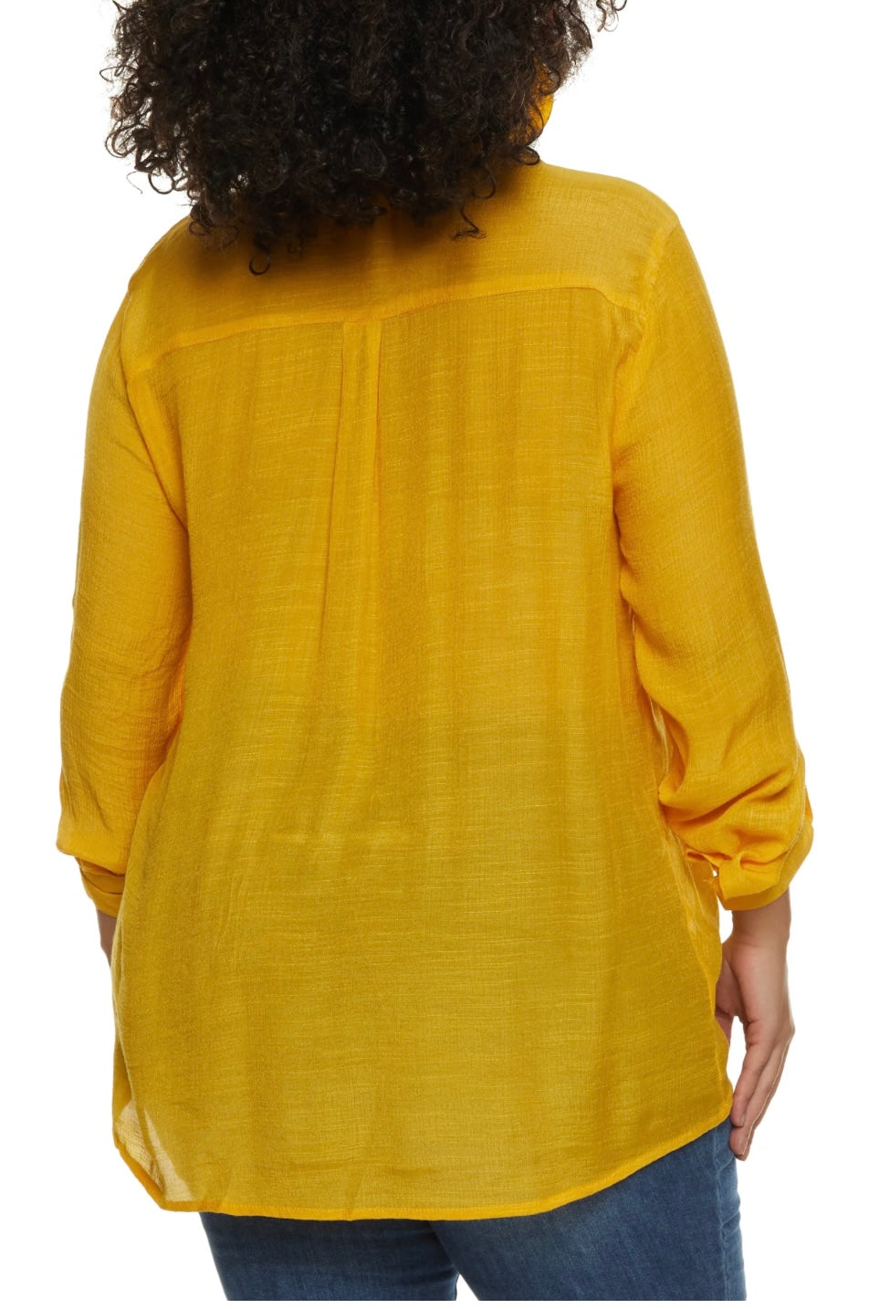 Pleated Button Blouse - Mustard Yellow