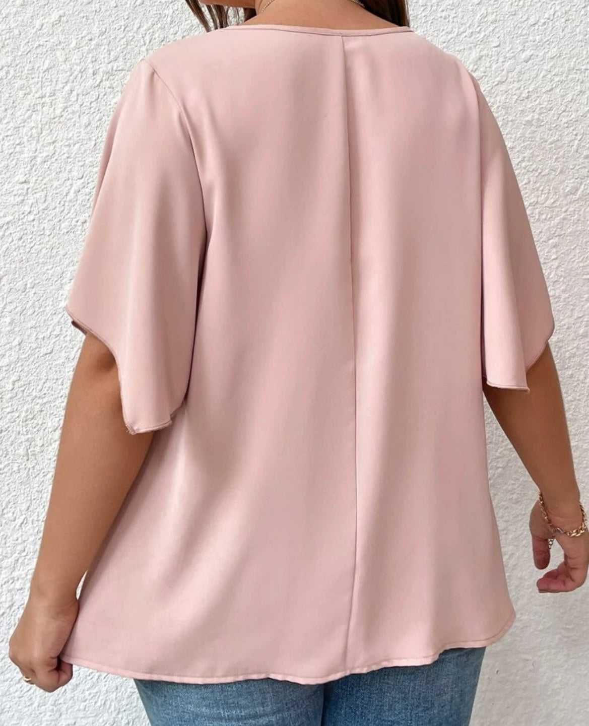 V-Neck Blouse - Blush Pink