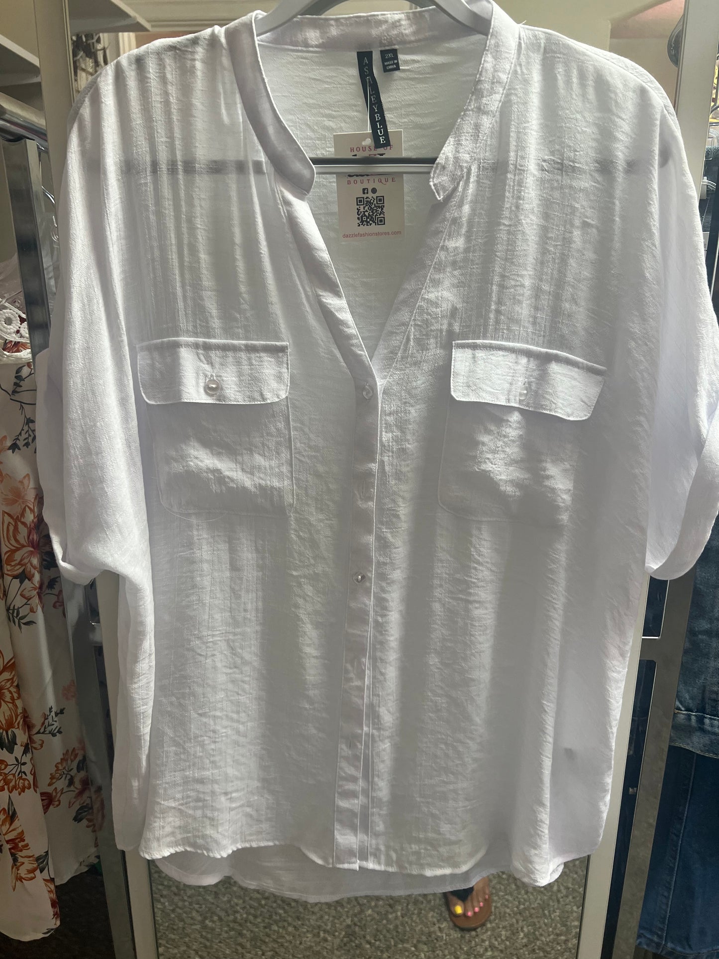 Ashley Blue Blouse - White