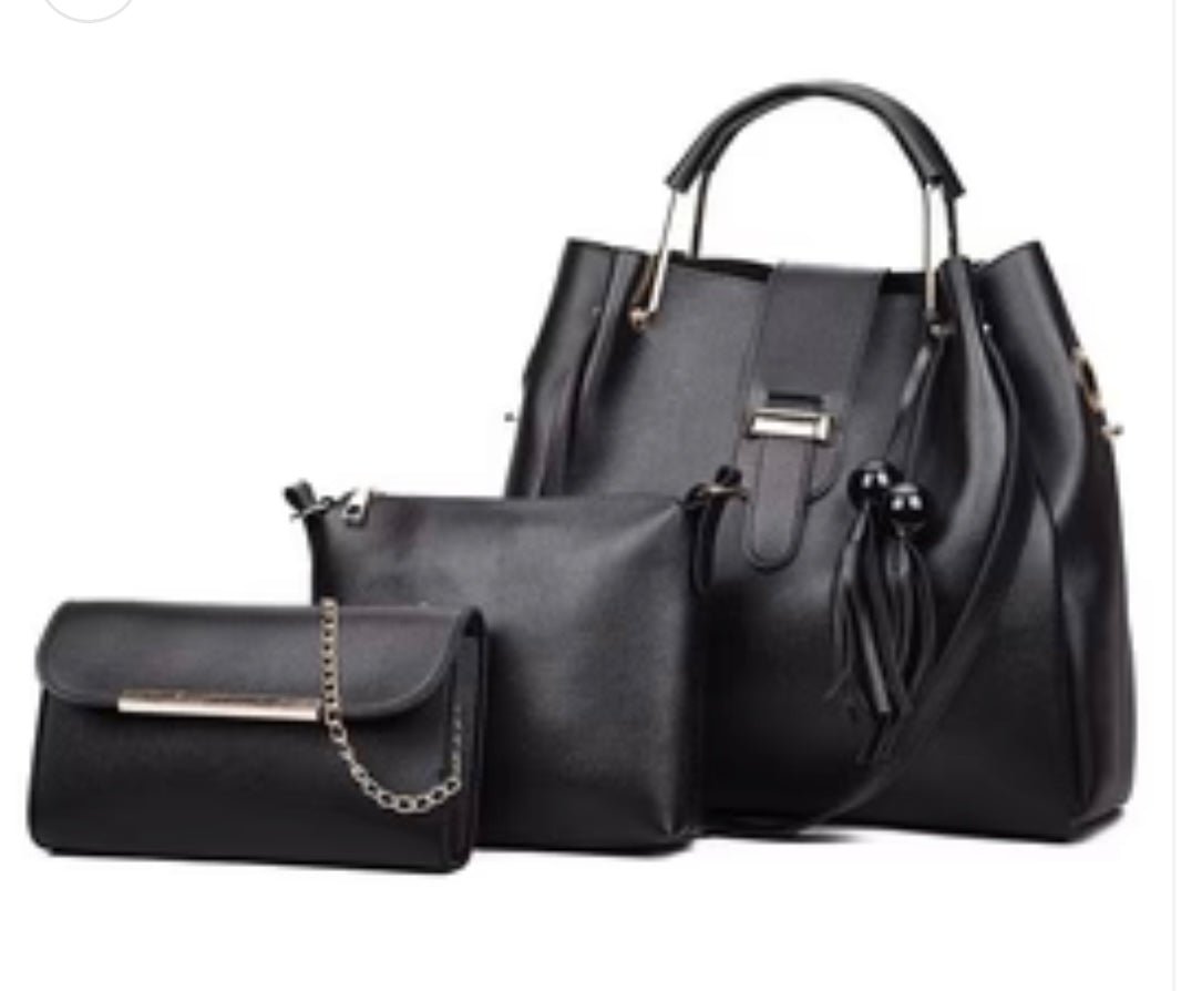 Three Piece Handbag Set -Black