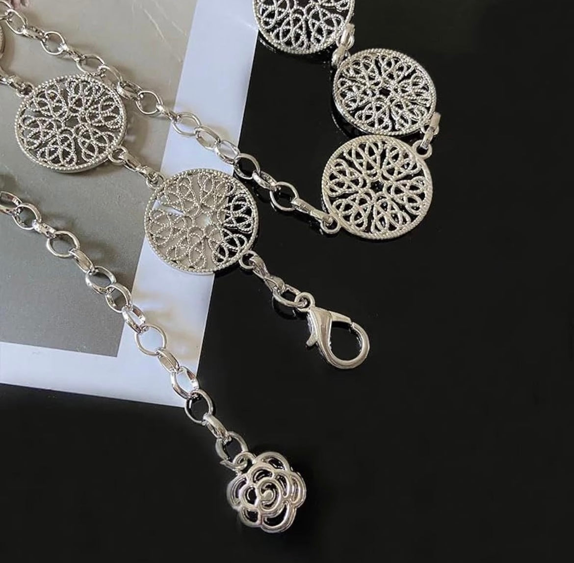 Filagree Medallion Waist Chain - Silver