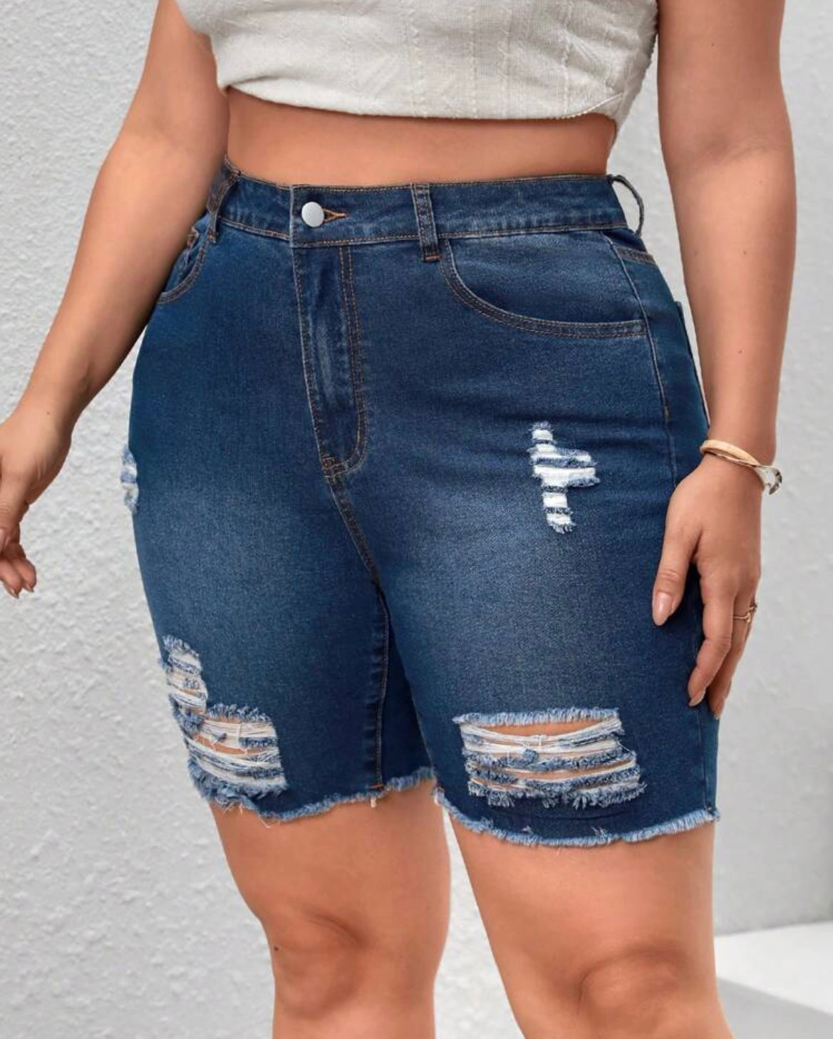 Monique Distressed Denim Shorts