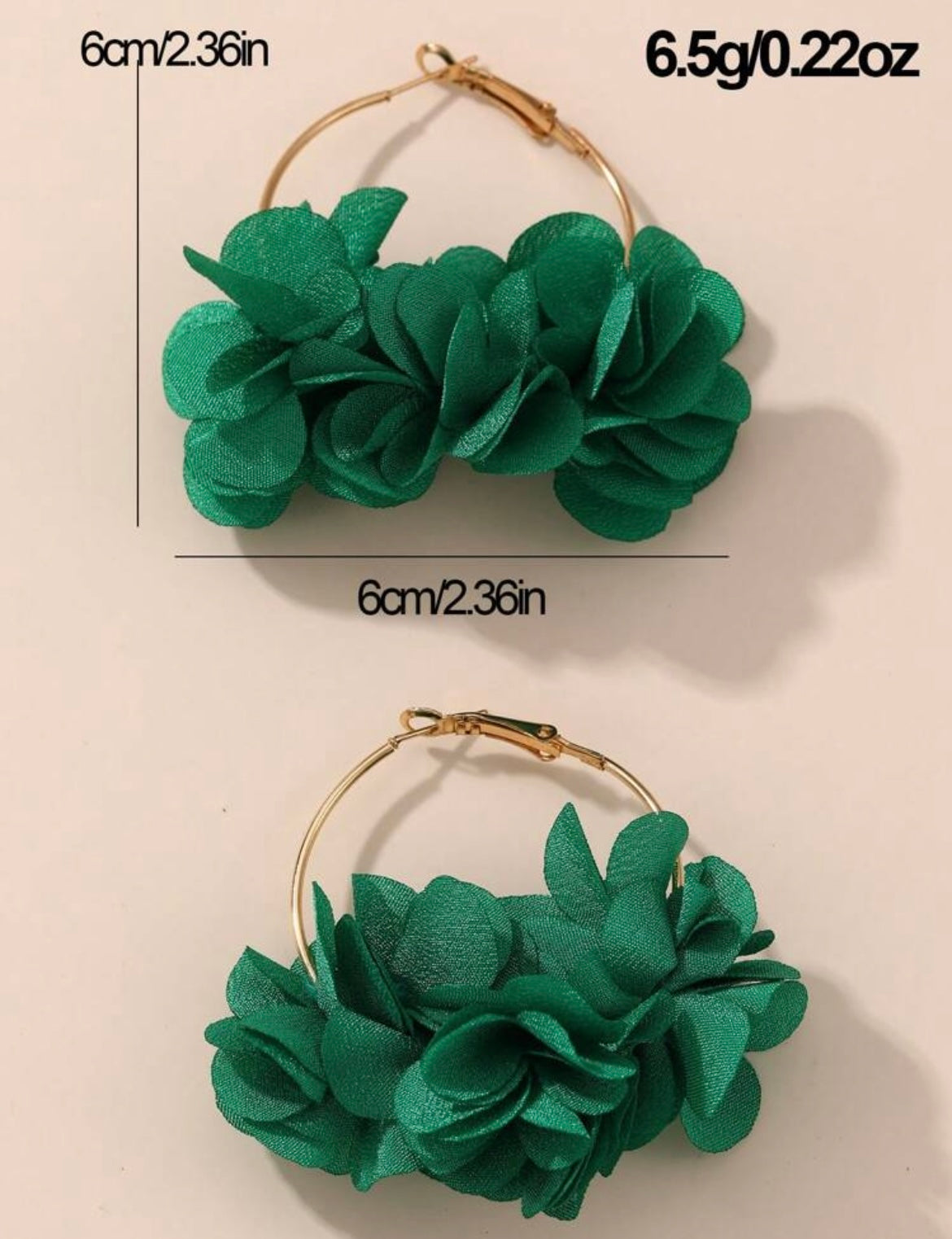 Floral Hoop Earring - Green