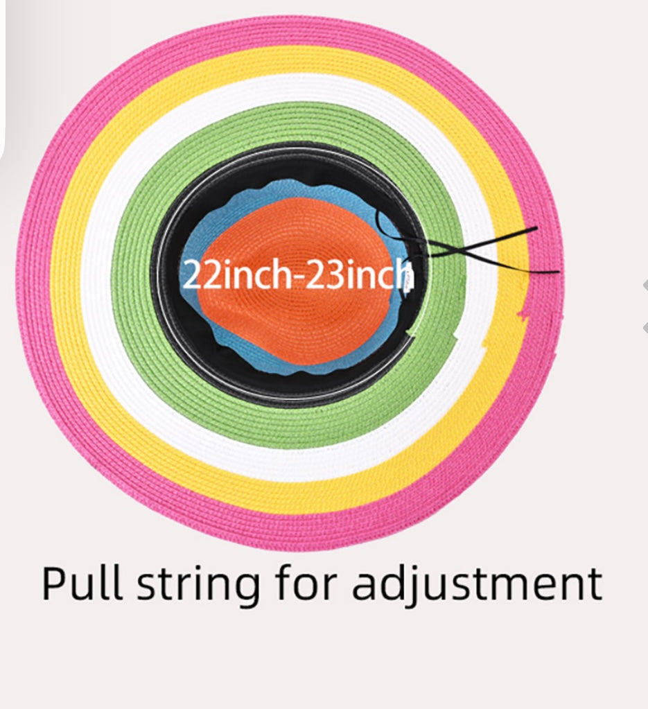 Color Block Straw Sun Hat - Multi Colored