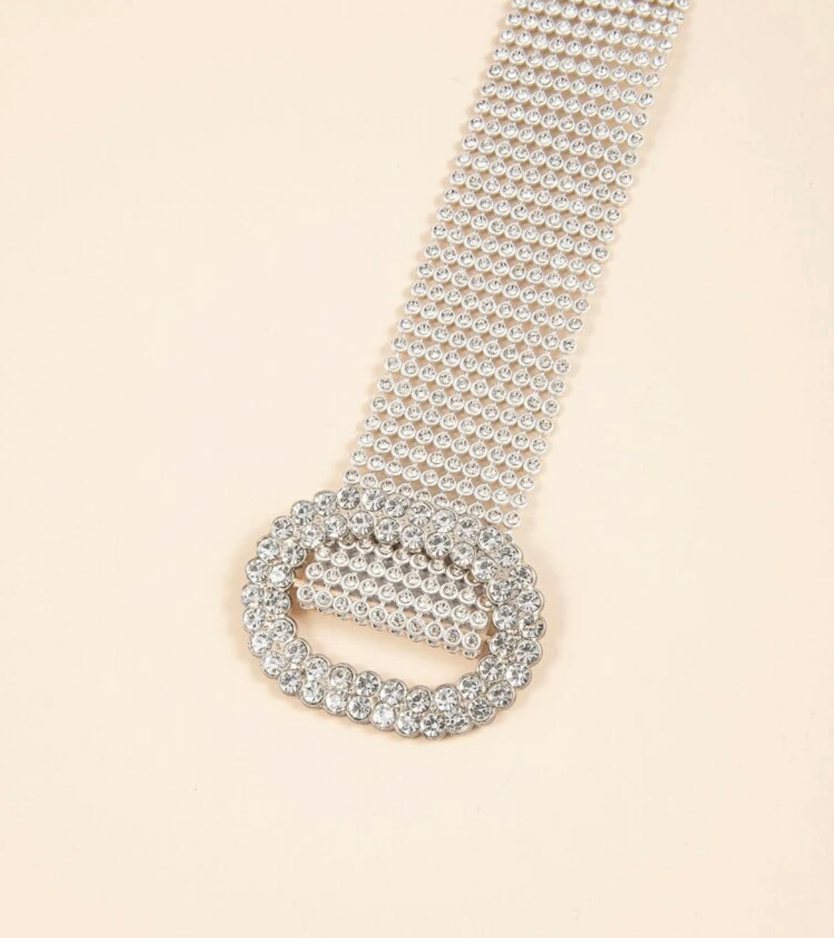 Rhinestone Square Buckle Belt - Silver