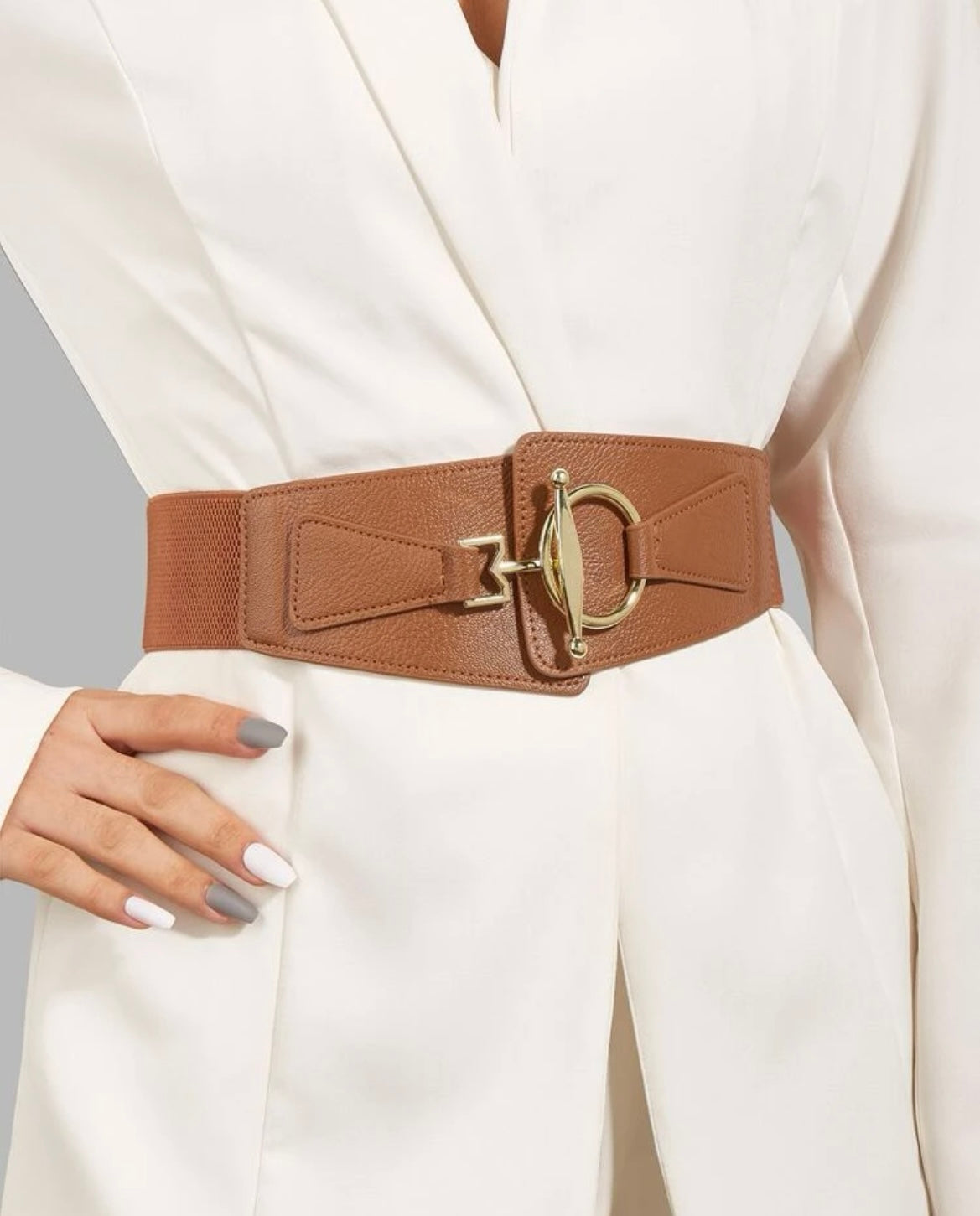 Notched Elastic Belt- Camel