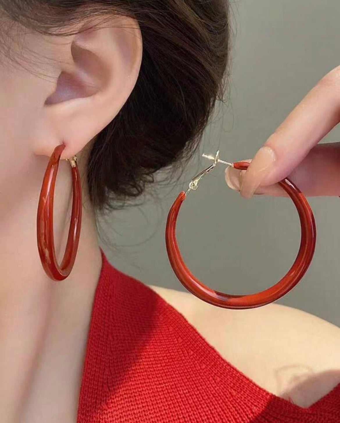 Hoop Earring - Red