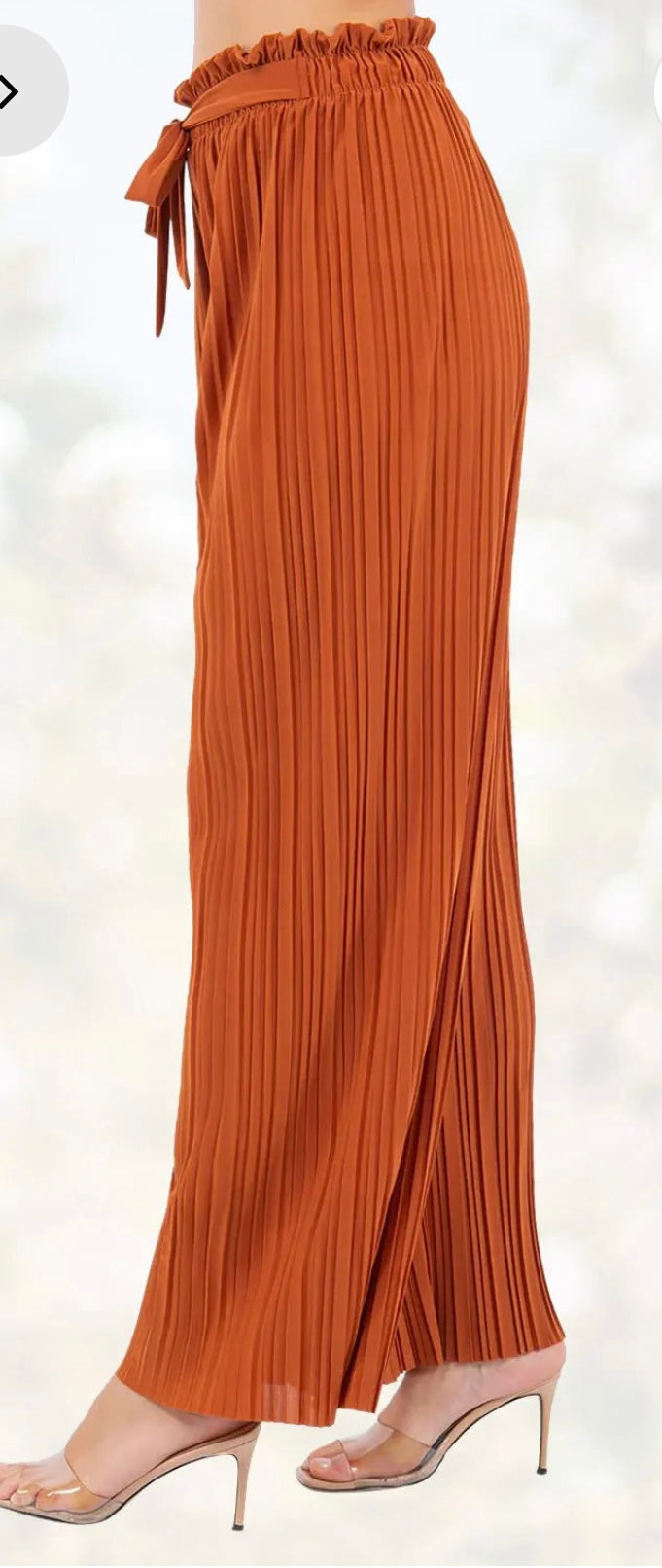 Pleated Paper bag Waist Pants - Honey Ginger