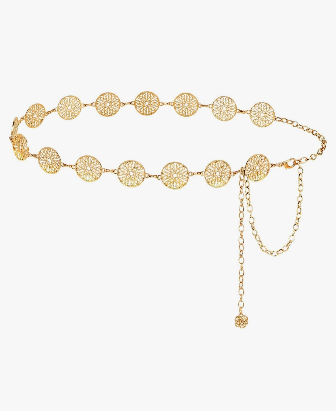 Filagree Medallion Waist Chain Belt - Gold