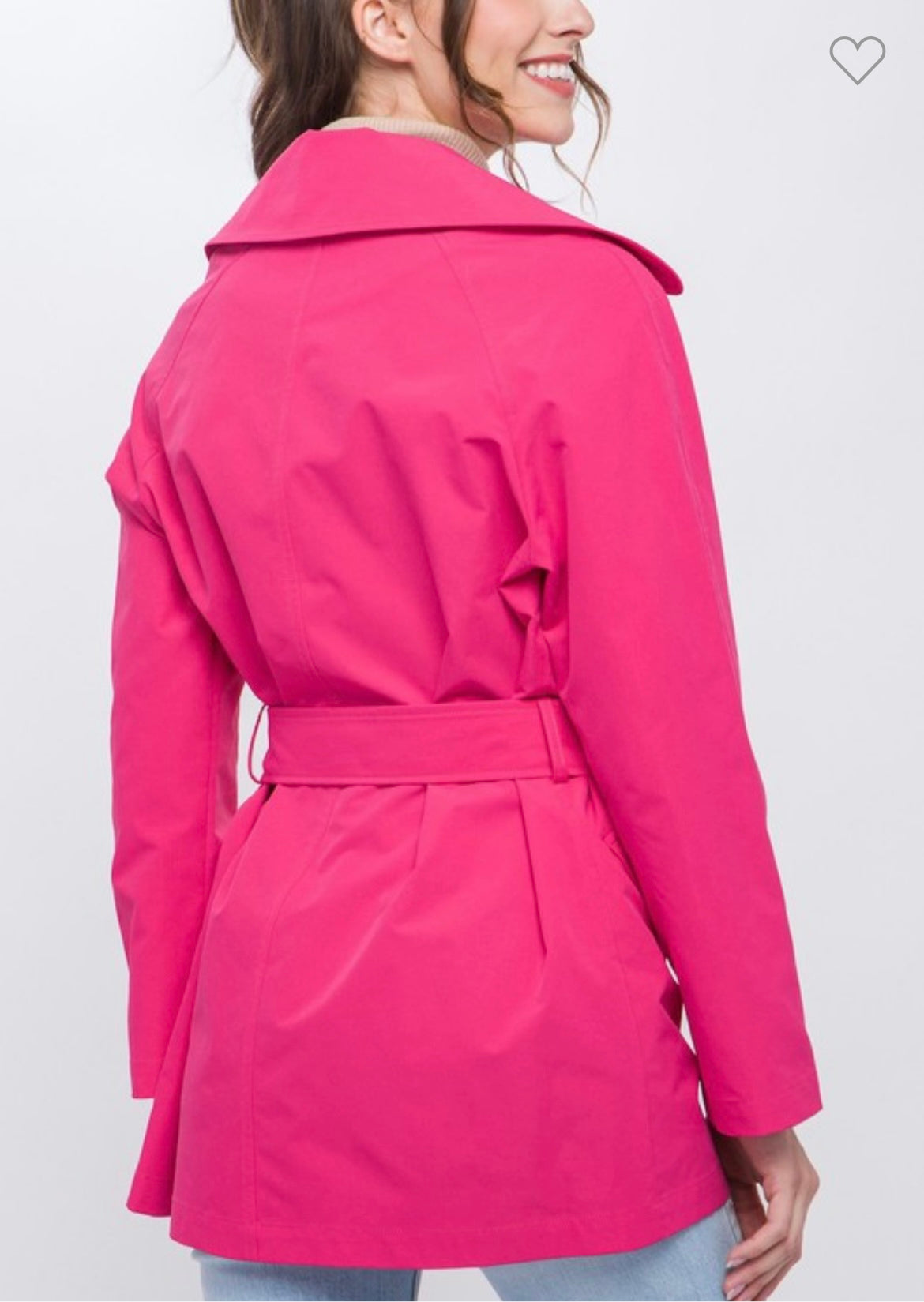 Hot Pink Double Breasted Trench Coat Chic Women’s Outerwear