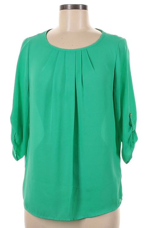 Roll Sleeve Blouse-Green