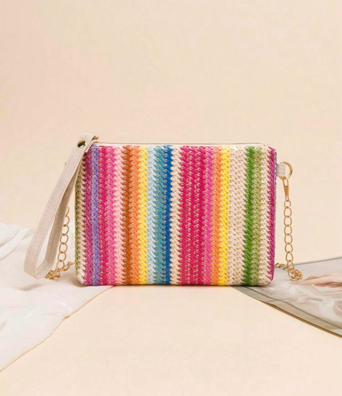 Multi-Colored Weave Pattern Wristlet Clutch & Handbag