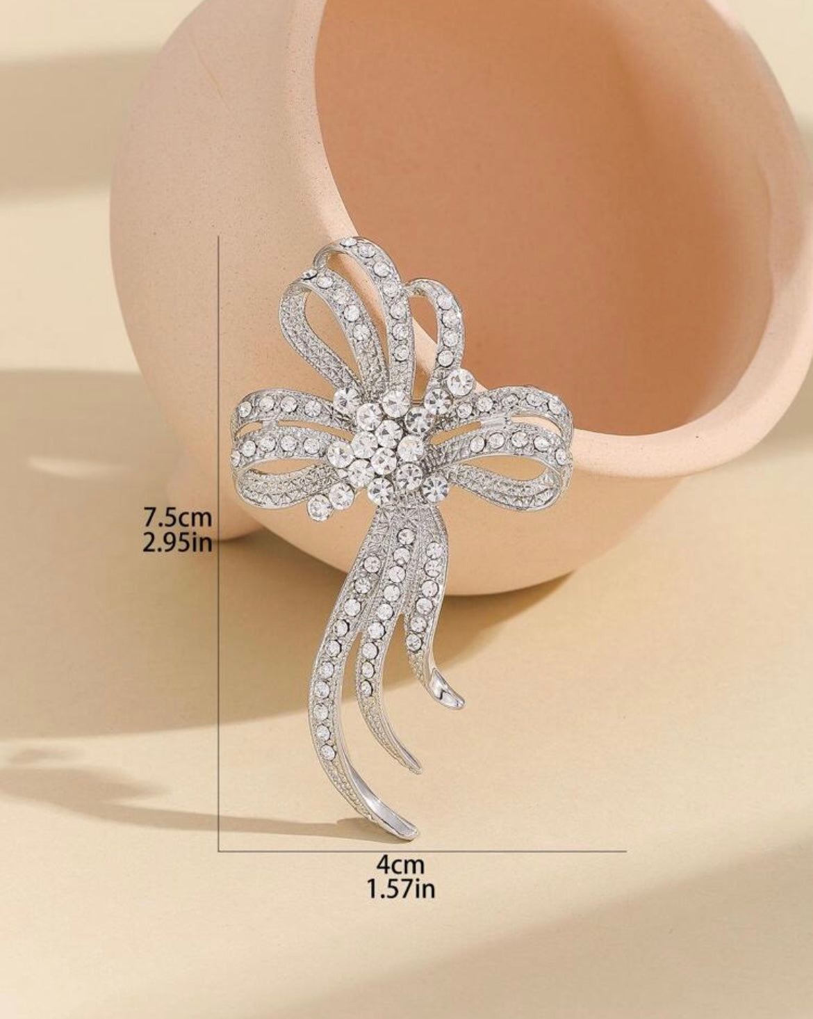 Rhinestone Ribbon Brooch