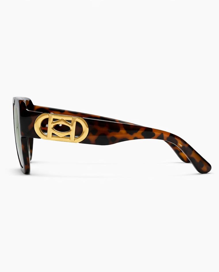 Tortoise Luxe Oversized Sunglasses | Statement H Frames with Gold Accent