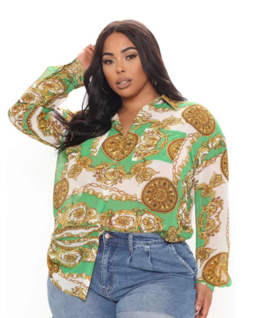 Print Blouse - Green