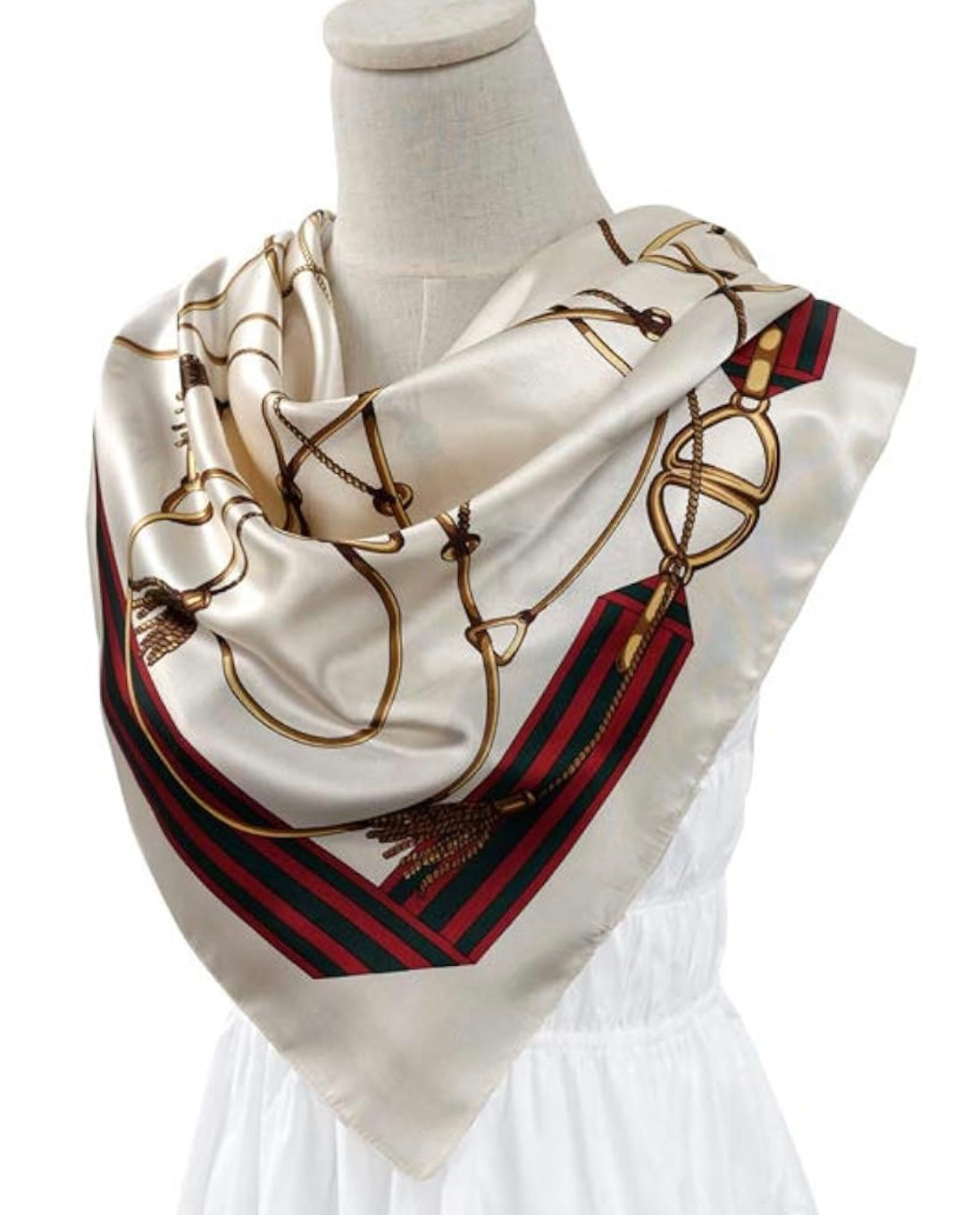 Chain Print Silk Scarf - Ivory