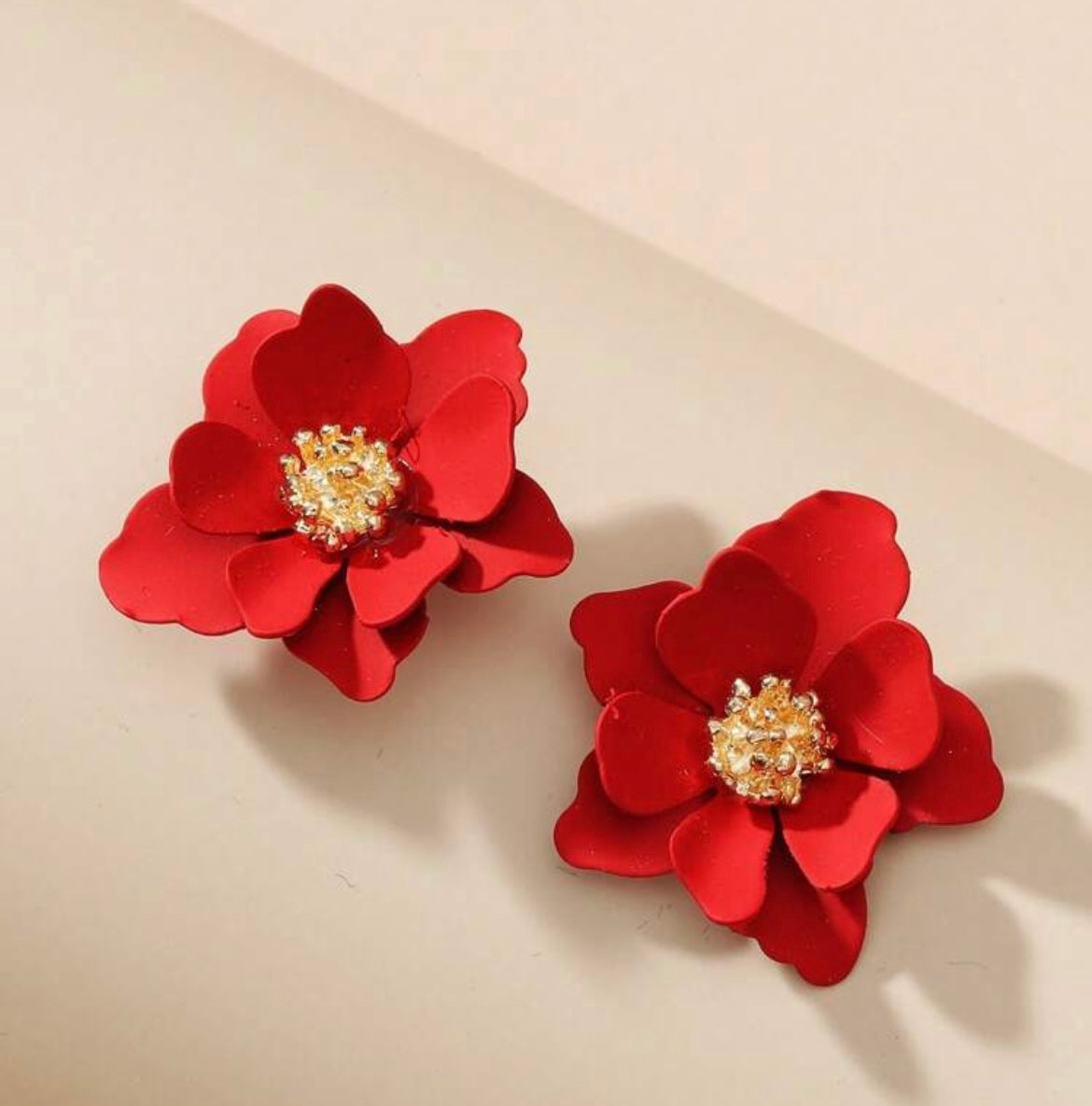 Flower Earring -Red