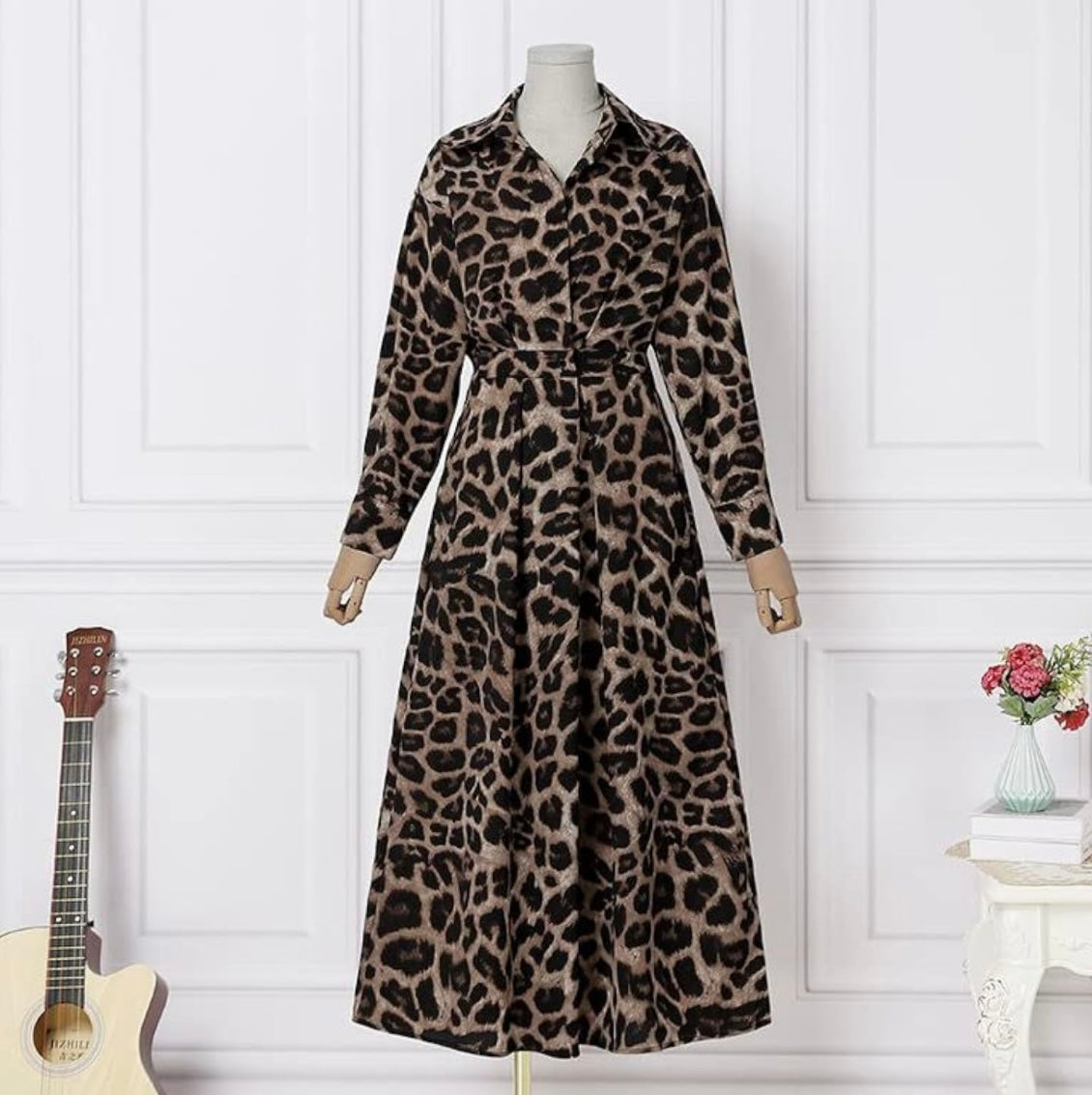 Leopard Animal Print Pocket Maxi Dress