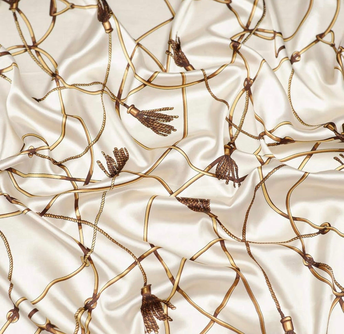 Chain Print Silk Scarf - Ivory