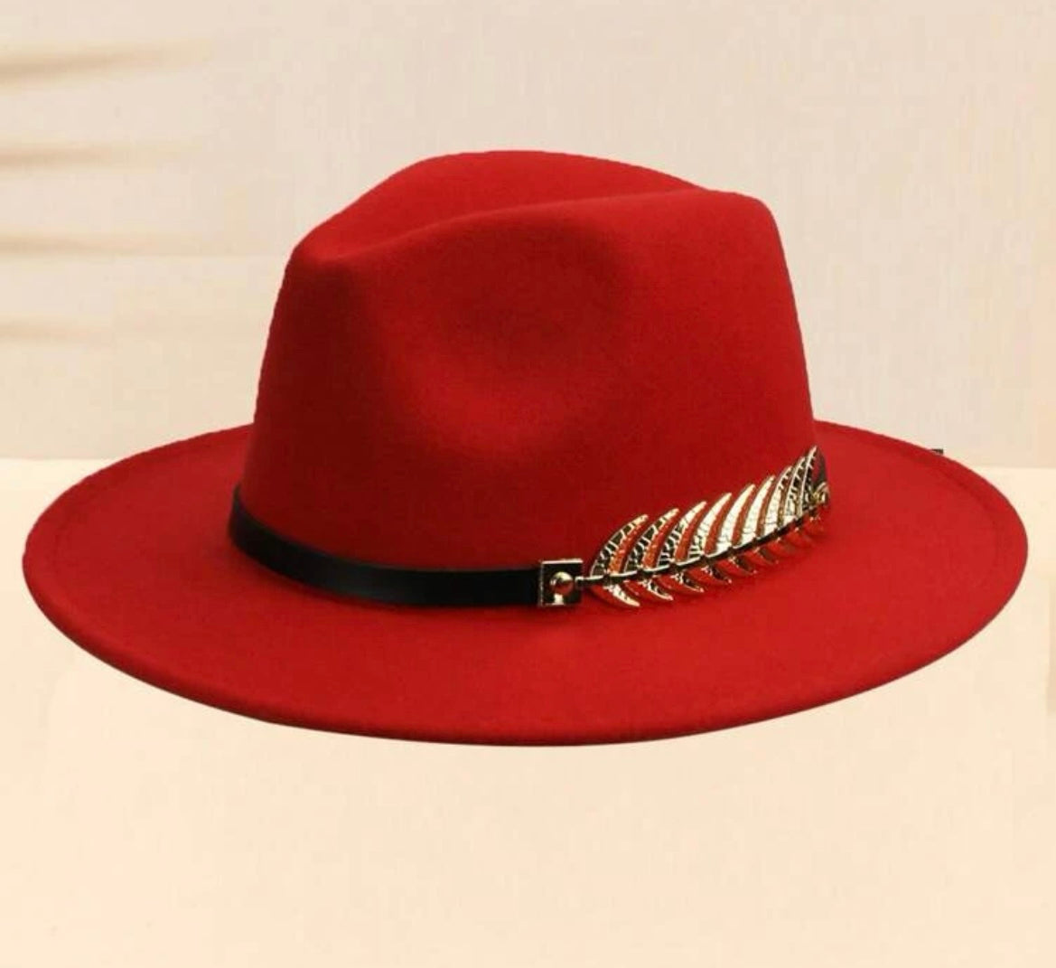 Gold Leaf Fedora - Red