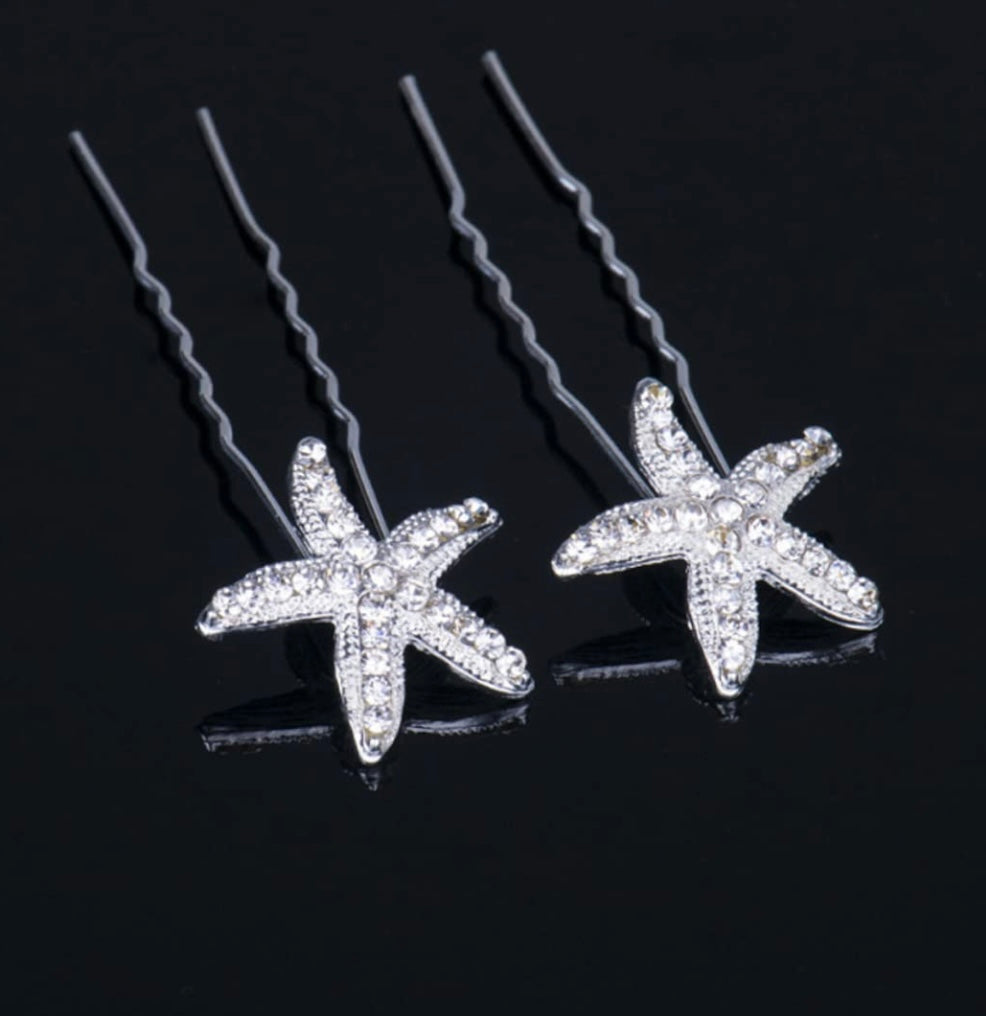 Rhinestone Hair pins- Silver (2 pack)