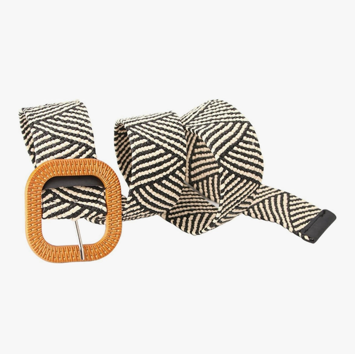Braided Weave Belt - Black and White