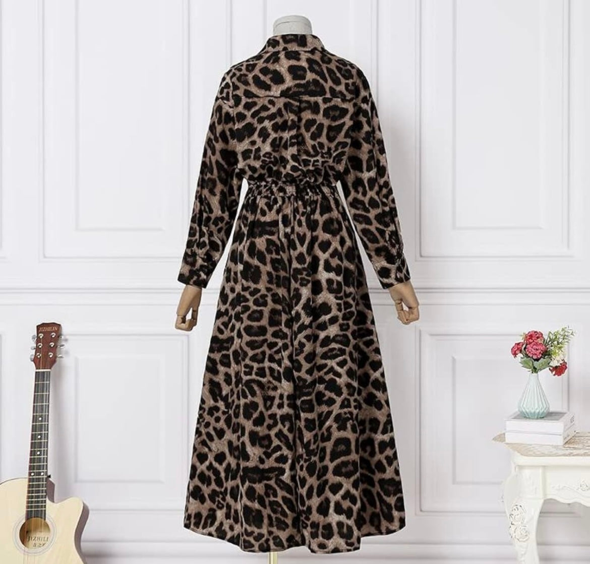 Leopard Animal Print Pocket Maxi Dress