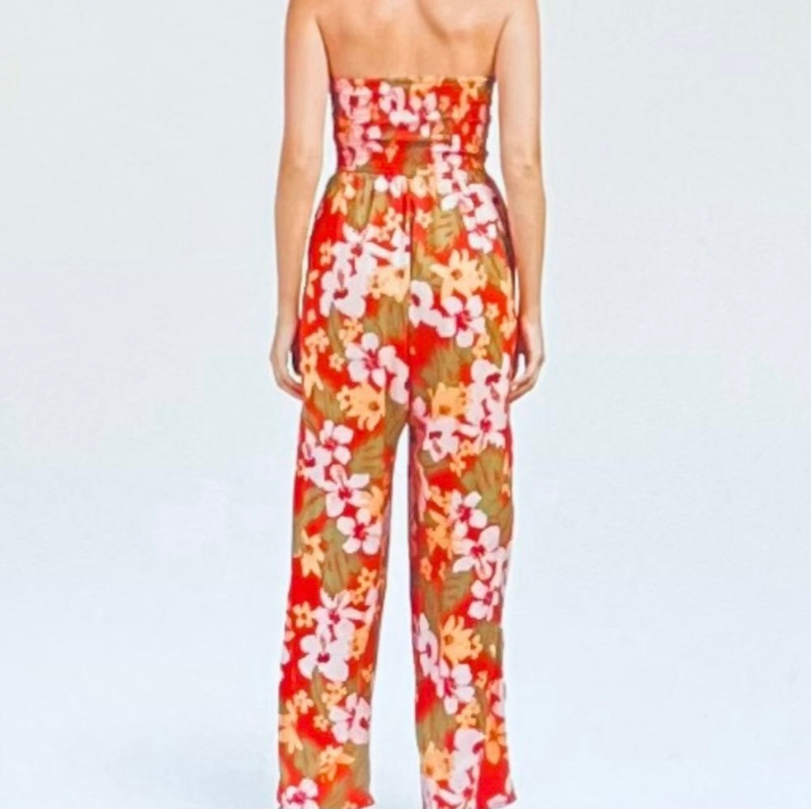 Tropical Floral Jumpsuit - Red