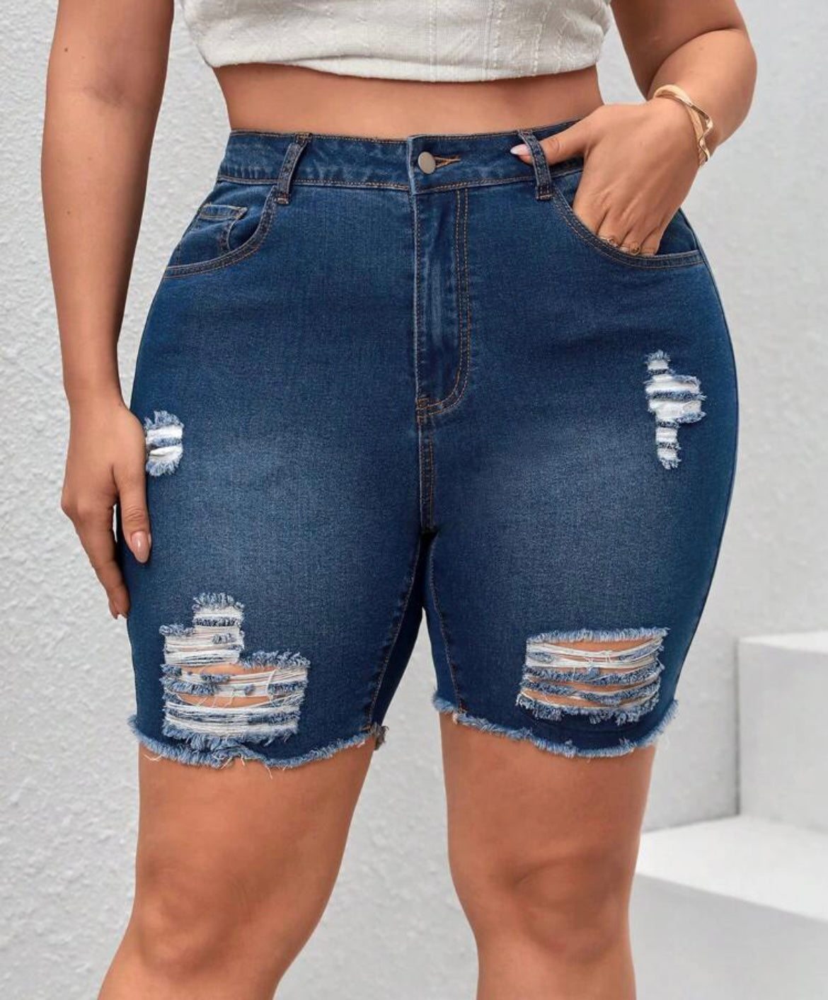 Monique Distressed Denim Shorts