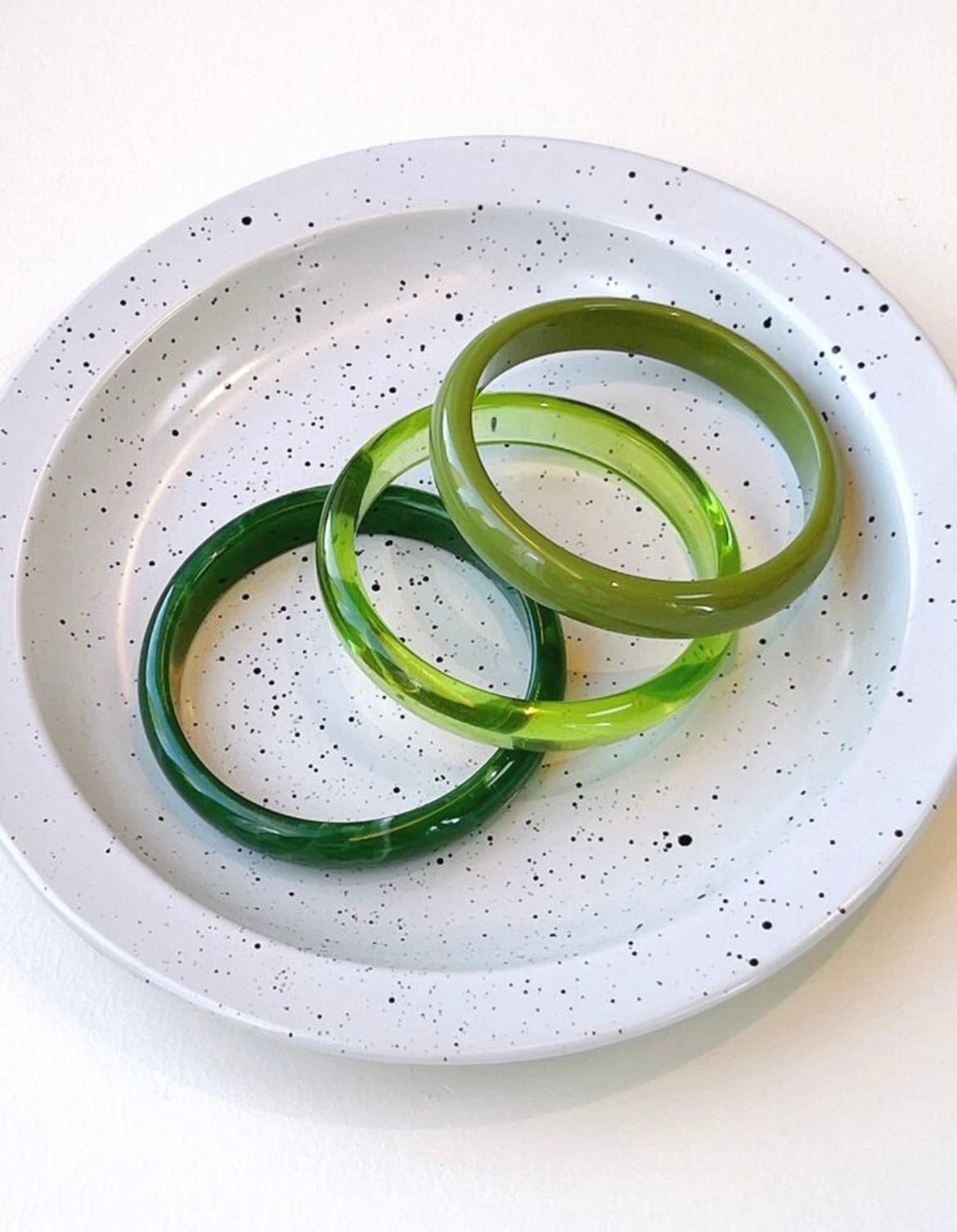 3 Green Acrylic Bangel Bracelet Set