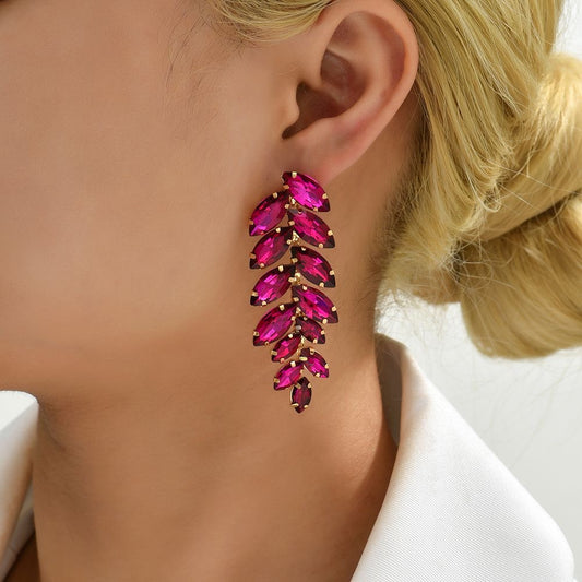 Rhinestone Earrings - Pink