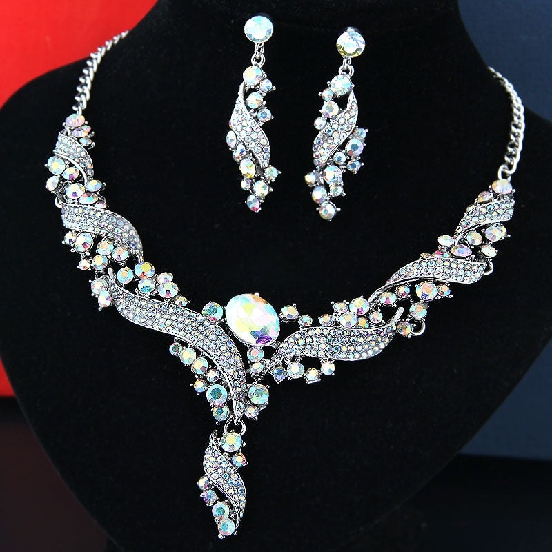 Rhinestone Necklace Set - Multi irredescent