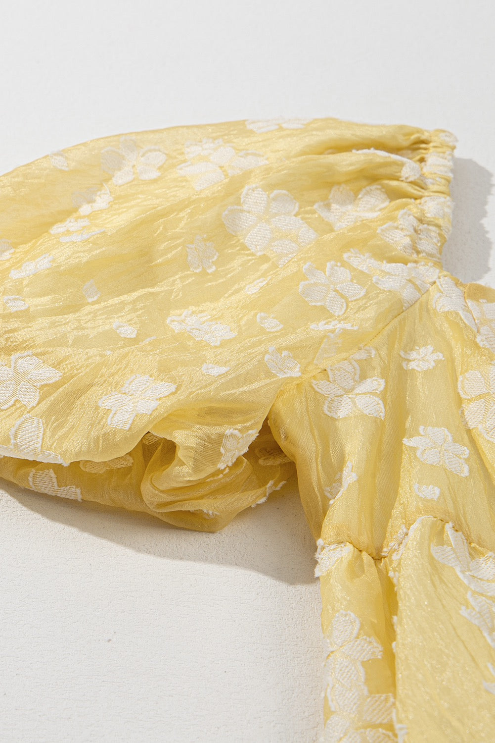 Floral Print Jacquard Dress - Yellow