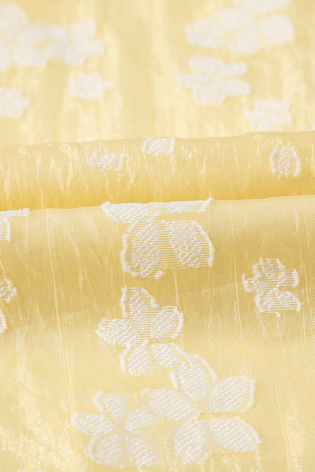 Floral Print Jacquard Dress - Yellow