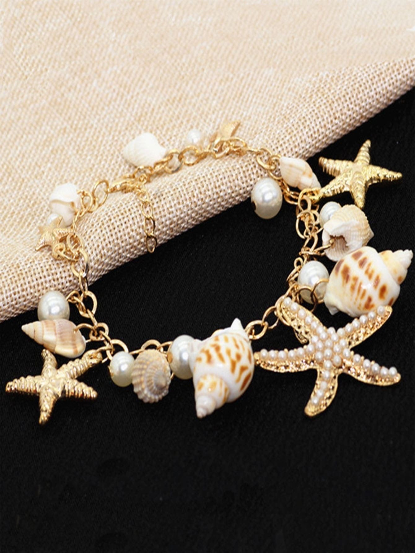 Starfish Seashell Bracelet - Gold