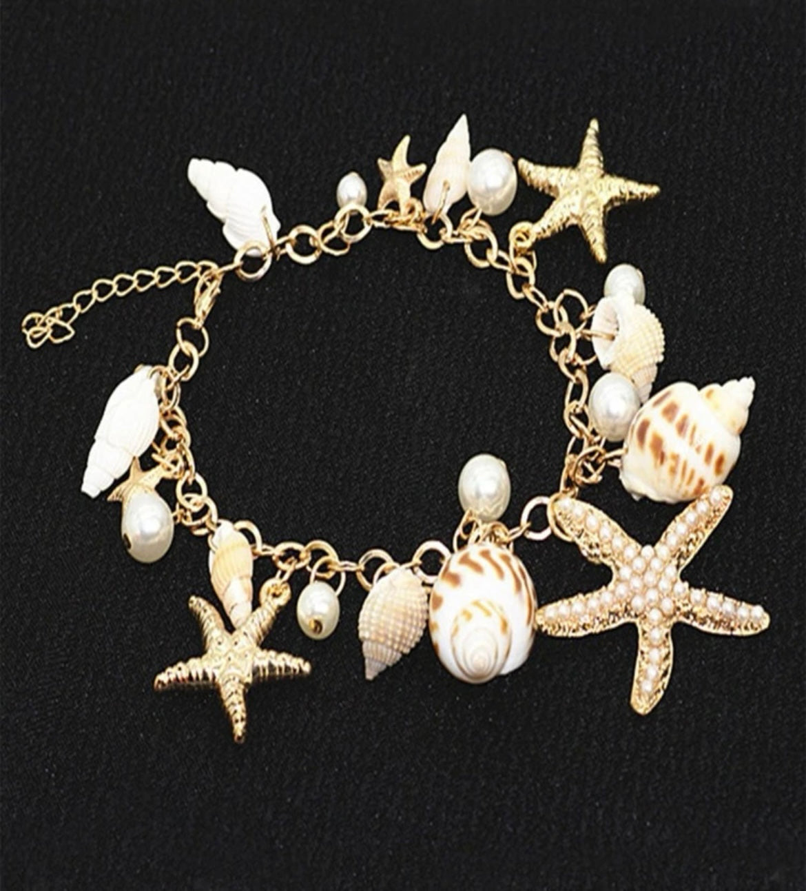 Starfish Seashell Bracelet - Gold