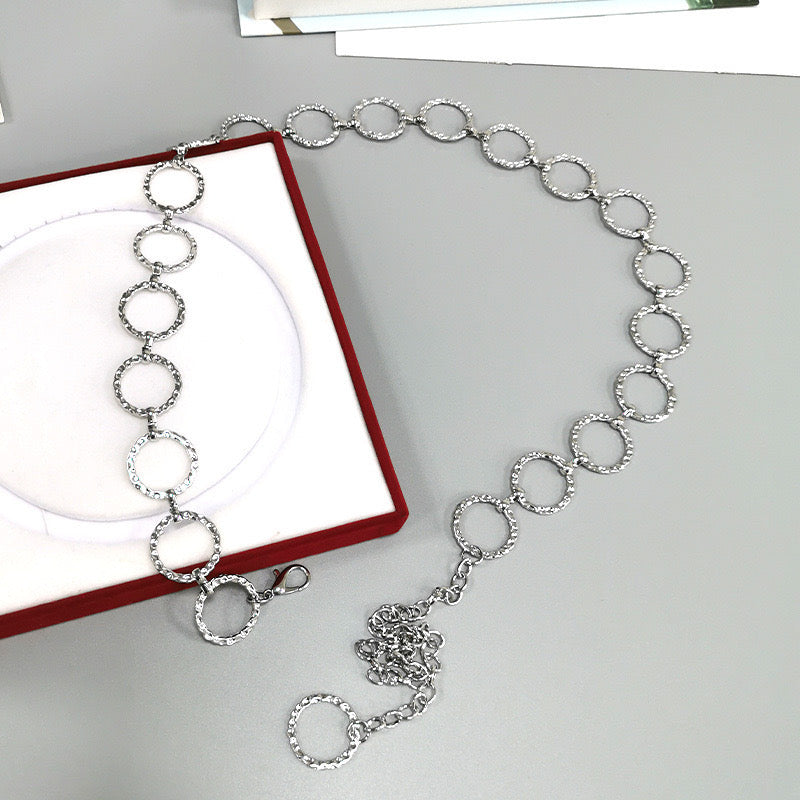 Round Ring Waist Chain Belt - Silver