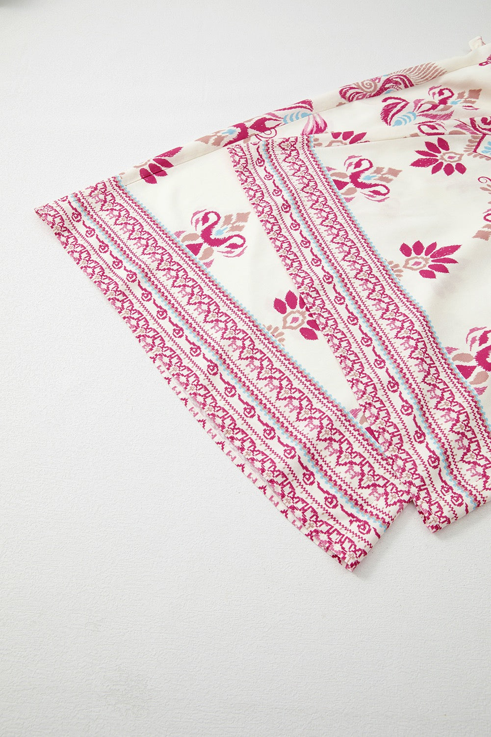 Boho Print Wide Leg Pants - Pink